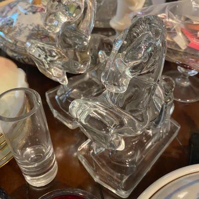 Sale Photo Thumbnail #40: vintage clear glass horse bookends