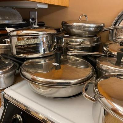 Sale Photo Thumbnail #78: 5 pots and pans by farberware granitestone, cast iron