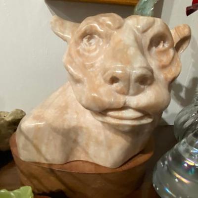 Sale Photo Thumbnail #59: mountain lion marble carved head by orlosky