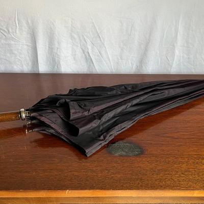 Vintage Wood Handle Black Umbrella