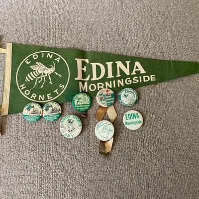Vintage Edina Morningside High School Pennant and Homecoming Buttons Memorabilia