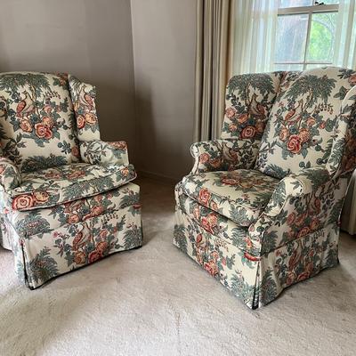 Vintage “Grouse In Florals” Accent Chairs