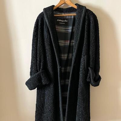 Vintage Black Karakul Persian Lamb Fur Coat By Schlampp Furs Of Minneapolis  