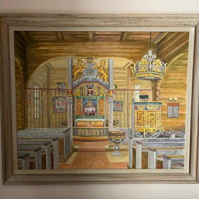 Vintage Mid Century Church Signed Painting 1956 