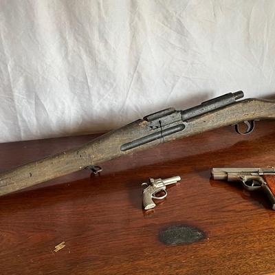 Vintage Toy Guns- Hubley Automatic, Echo & Wooden Rifle