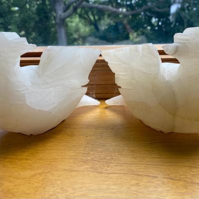 Vintage Frosted Crystal Doves Made In Mexico