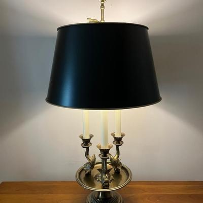 Vintage Brass Fish Bouillotte Table Lamp