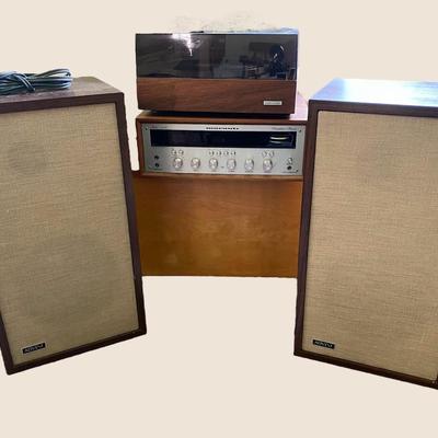 Advent Speakers, Marantz Stereophonic Receiver, & United Audio Record Player