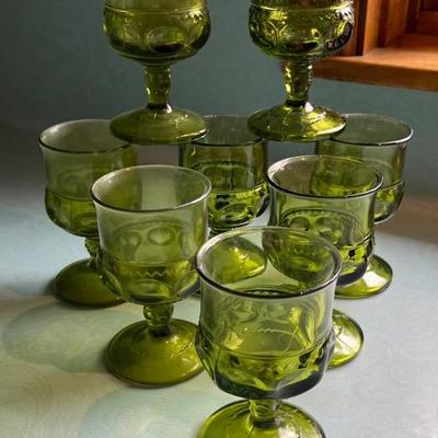Indiana Kings Crown Mid Century Avocado Glasses