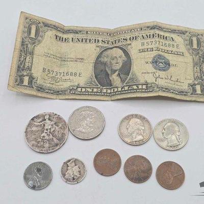 #1406 • 1935 Silver Certificate, 90% Silver Coins and U.S. Coins
