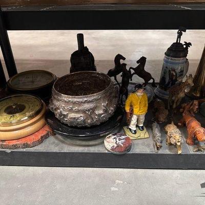 #3022 • Barometer, Clock, Figurines, Bowl and Trumpet
