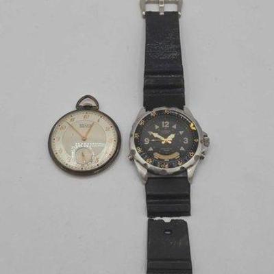 #1132 • 10k Gold Filled Gruen Veri-Thin Pocket Watch and Casio Quartz Watch
