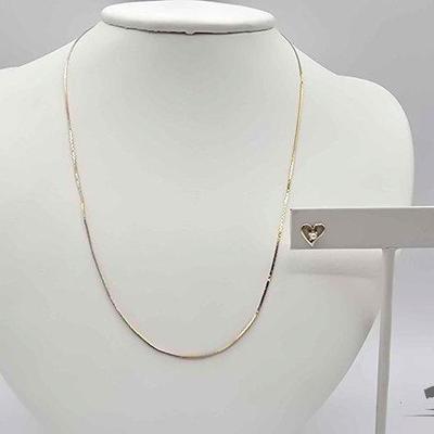 #772 • 14k Gold Chain & Pair of Heart Earrings with Pearls, 1.6g
