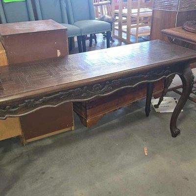 #4612 • Wooden Hallway Table, Small Table & Wall Art
