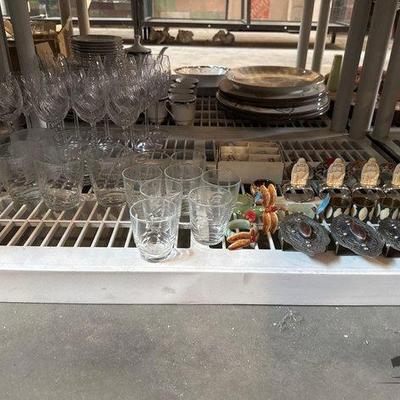 #3094 • Glass Cups, Wine Glasses and Napkin Ring Holders

