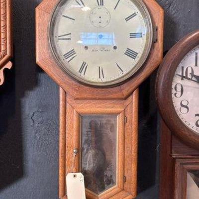 #7508 • Seth Thomas Schoolhouse Wall Hanging Clock
