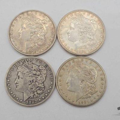 #1304 • (4) 1879-1921 Morgan Silver Dollars
