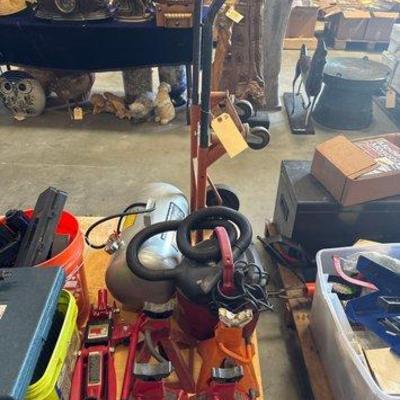#6324 • Jack Stands, Floor Jack, Portable Air Tank, Dolly, and Wet/Dry Vac
