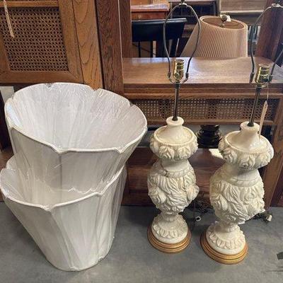 #7544 • Matching Marble Lamps with New Lampshades
