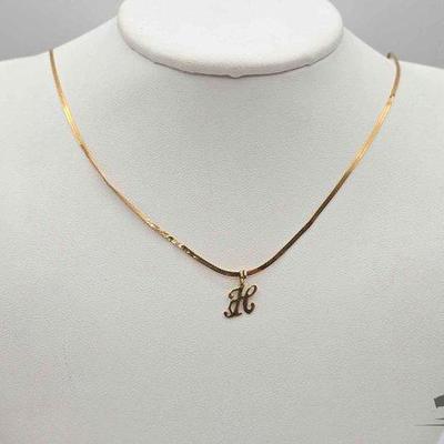 #752 • 14k Gold Chain with "H" Pendant, 2.5g
