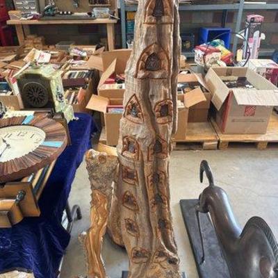 #3130 • 2 Hand Carved Wood Sculptures
