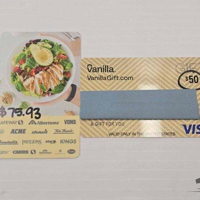 #1918 • $75.93 Grocery Store and $50 Visa Gift Cards
