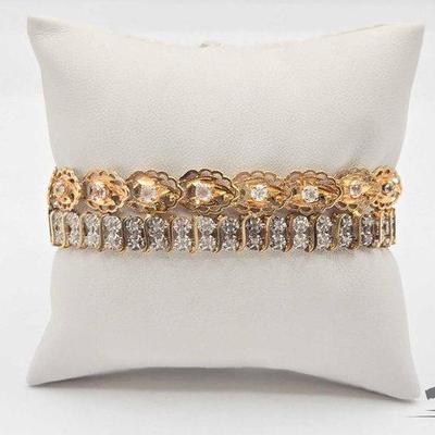 #702 • 14k Gold and Diamond Bracelet, 20.2g
