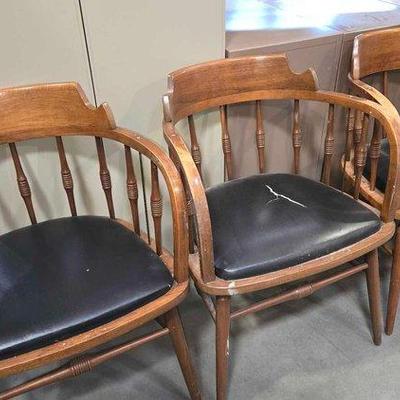#4610 • (3) Wooden Captain Chairs
