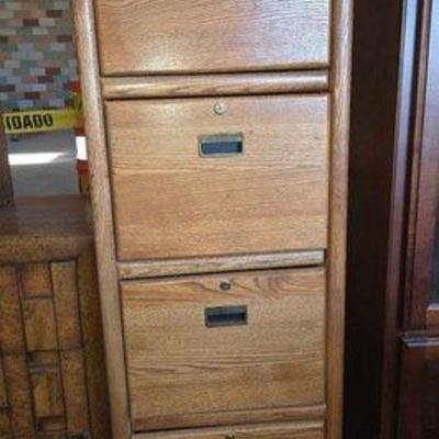 #4296 • Wooden 4 Drawer Filing Cabinet
