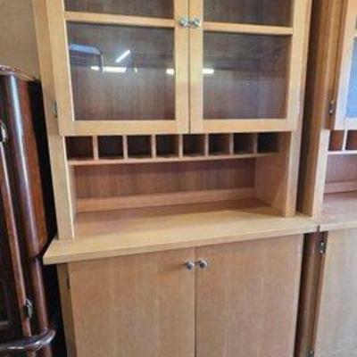 #4084 • (2) Wooden Kitchen Hutch
