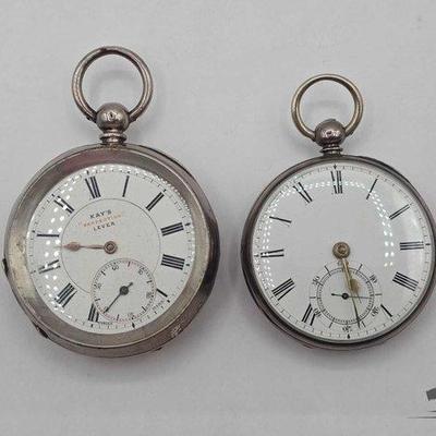 #1108 • (2) Sterling Silver Pocket Watches
