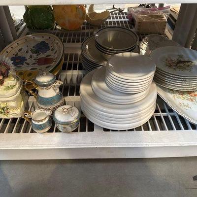 #3066 • Serving Platters, Plates, Teapot and Jar
