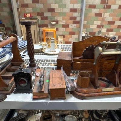 #3048 • English Tantalus Frame, Storage Boxes, Mirror & More

