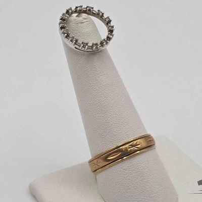 #808 • 10k Gold Engraved Band & Pendant with Diamonds, 3.9g
