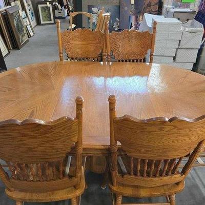 #4758 • 6 Person Wooden Table and Chairs
