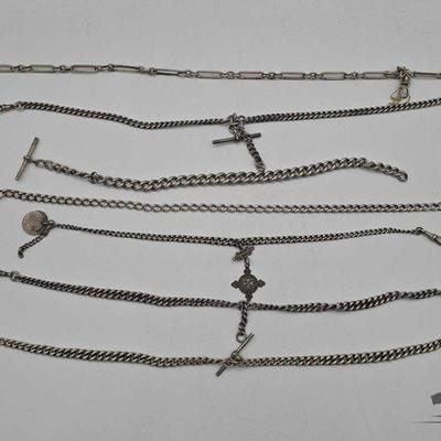 #900 • 7 Sterling Silver Pocket Watch Chains, 313g
