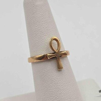 #814 • 10k Gold Ankh Ring, 2.8g
