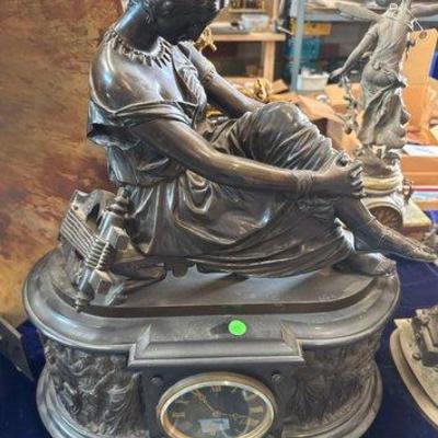 #3120 • J. Pradier Sappho Bronze Mantel Clock
