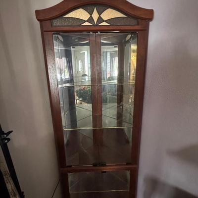 Lot 244: Lighted Corner Curio Cabinet