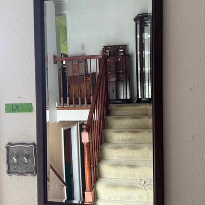 Lot 250: Framed Wood Wall Mirror  18x 32” 