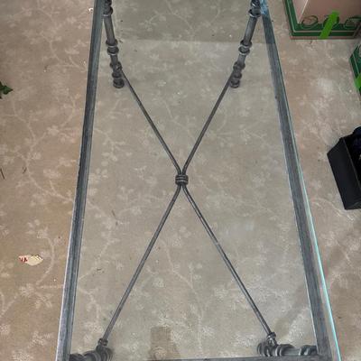 Lot 249: Glass Top Industrial Style Coffee Table 
