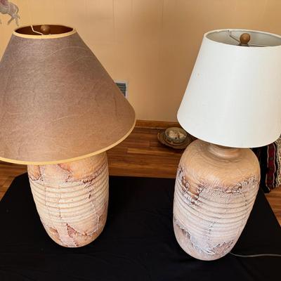 Lot 215: Pair Of Southwestern Style Ceramic Table Lamps 
