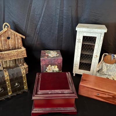 Lot 239: Wood Storage Boxes Plus Other Decor 