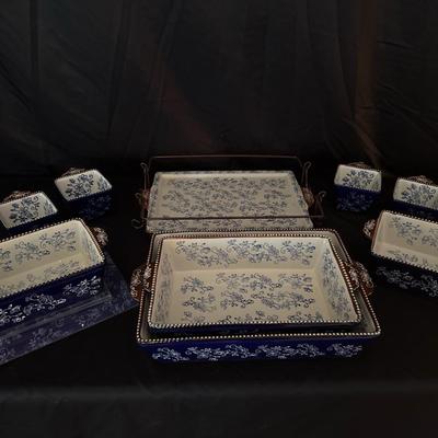 Lot 235: Temptations Ovenware Floral Lace Blue 