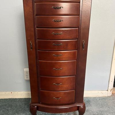 Lot 309: 8 Drawer Tall Standing Jewelry Cabinet
