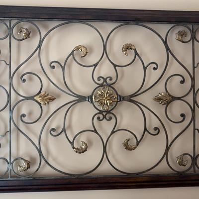 Wood-Framed Metal Wall Hanging