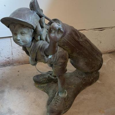 Metal Golf Caddy Statue