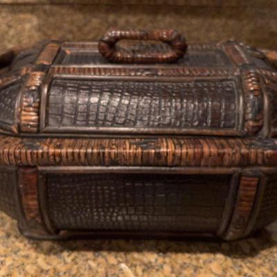 East Asian Rattan Lidded Basket
