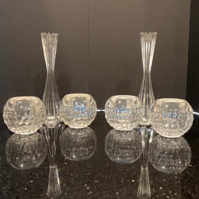 Lovely Set Of Glass Candle Holders