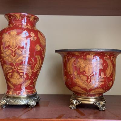 Pair of Colorful Glazed Ceramic Italian-Style Vases
